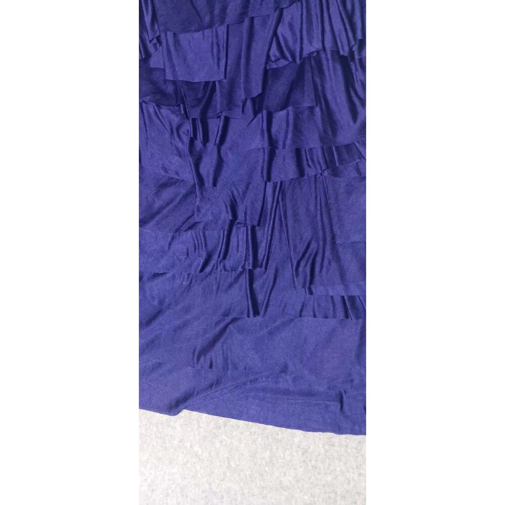 BCBG Maxazria One Shoulder Tiered Ruffle Layered Mini Cocktail Dress L Blue Y2K - Picture 7 of 13